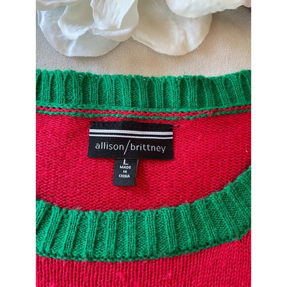 Allison Brittney Ugly Christmas Sweater Tree & Gifts Design LARGE Y2K Holidaycor - Picture 5 of 8